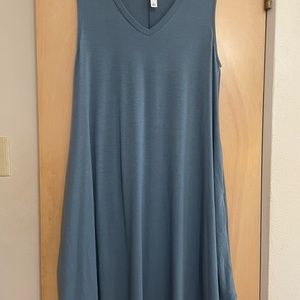 Slate blue sleeveless dress with pockets!